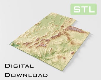 Modelo topográfico detallado Archivos STL de topografía de Utah: perfectos para CNC e impresión 3D: CNC, impresión 3D, mapa en relieve