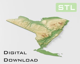 Modelo topográfico detallado de Nueva York. Archivos STL de topografía: perfectos para CNC e impresión 3D. CNC, impresión 3D, mapa en relieve.