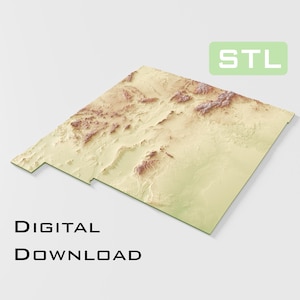 Modèle topographique détaillé Fichiers STL de topographie du Nouveau-Mexique - Parfait pour l'impression CNC et 3D - CNC, impression 3D, carte en relief