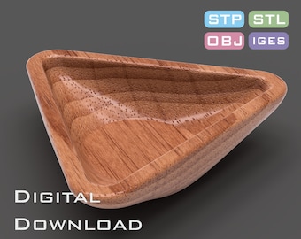 Triagonal bowl 3D STL, STP model for CNC machine, 3D printer