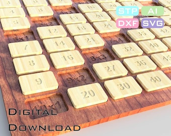 Montessori math multiplication board - CNC, 3D printer or laser cutter project - stp, ai, dxf, svg model