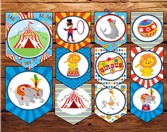 Circus Banner / Circus Carnival Pennant Banner / Circus Party / Banner / Banner Printable / Circus Bunting Banner / INSTANT DOWNLOAD