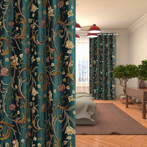 Premium Quality Lavish Green Handmade FULLY-LINED Crewel Curtain