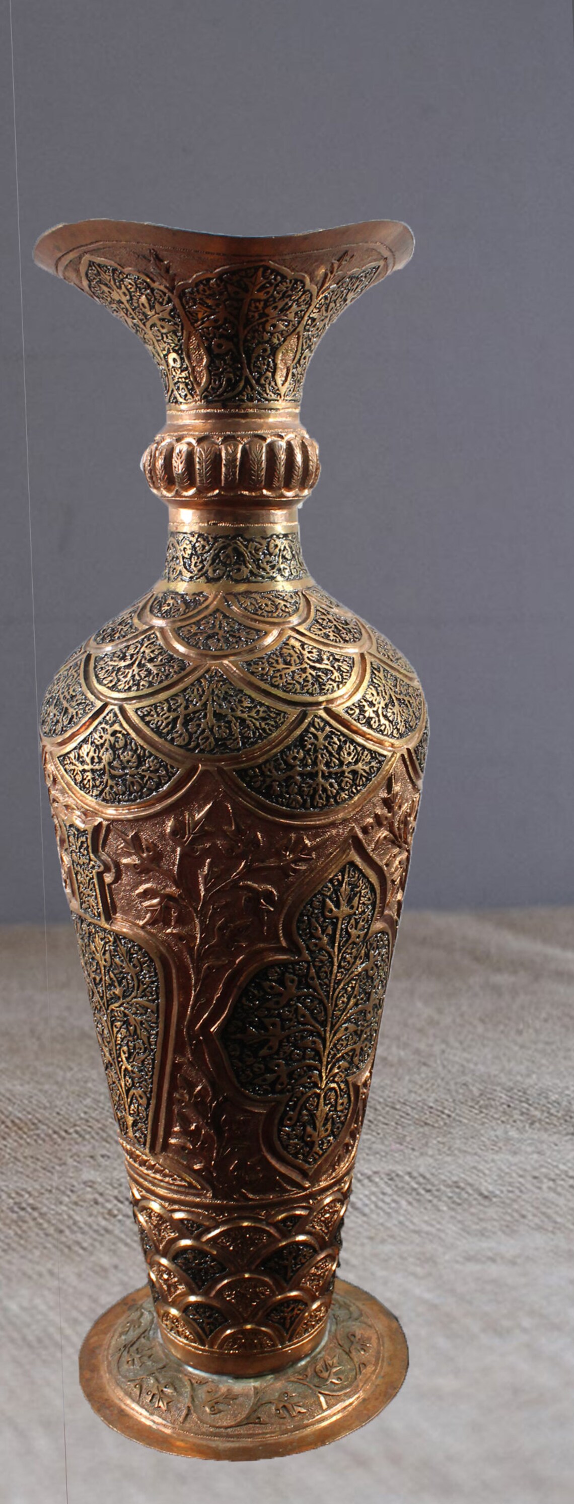 Imperial Rustic Kashmir Vintage Copper VaseEmbossed Copper Etsy