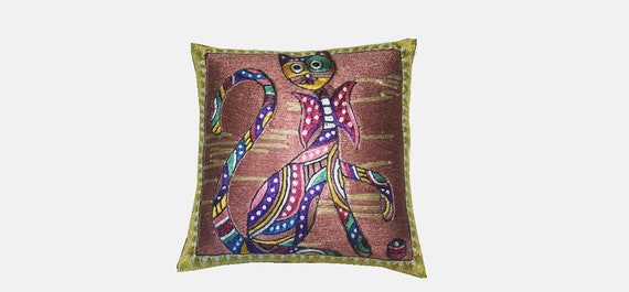 Picasso Abstract Composition Silk Throw pillow cover Hand Embroidered Silk,Home Decor,decorative pillow,decorative cushionsSize 18-18.