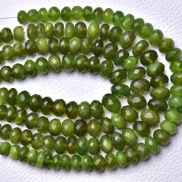 Perline Rondelle Vesuvianite naturali da 6,5 mm a 9 mm Rondelle sfaccettate Perle di pietre preziose Perline tonde Vesuvianite originali Filo da 7 pollici No6199