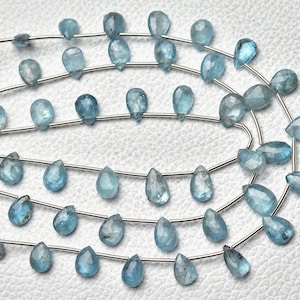 Natural Moss Aquamarine Pear Beads 5x7mm to 6x9mm Faceted Pear Briolette Gemstone Bead Aquamarine Beads wholesale Beads 7 Inch Strand No6478