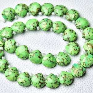 Green Copper Turquoise Heart Beads 10mm Faceted Heart Briolettes Gemstone Beads Superb Copper Turquoise Stone Semi Precious 10 Pieces No4885