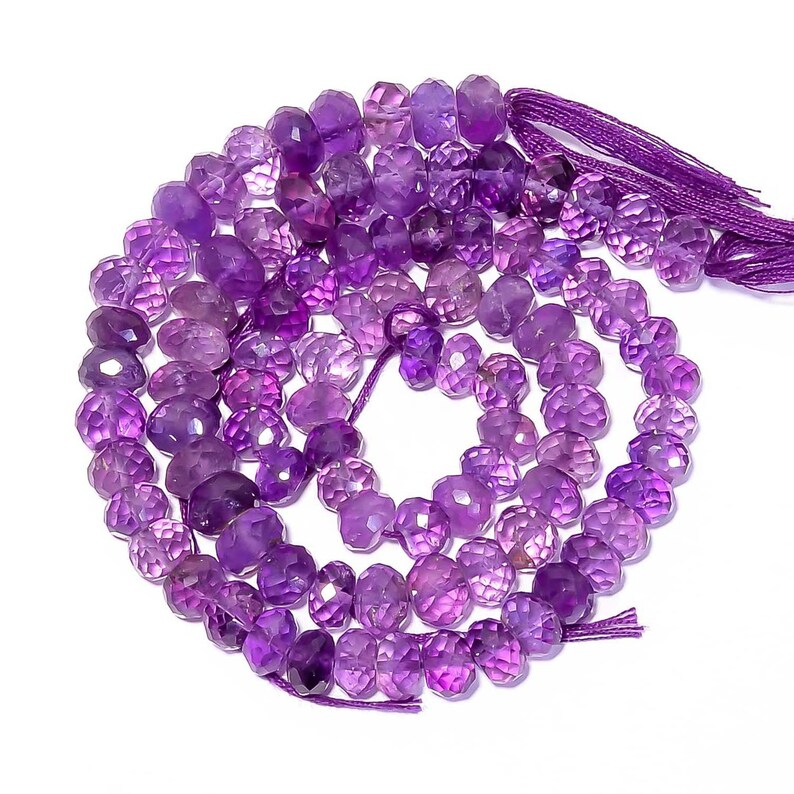 8 Inches Strand Natural Amethyst Rondelles 6mm to 8.5mm Faceted Rondelle Gemstone Beads Superb Amethyst Beads Semi Precious Rondelle No1633