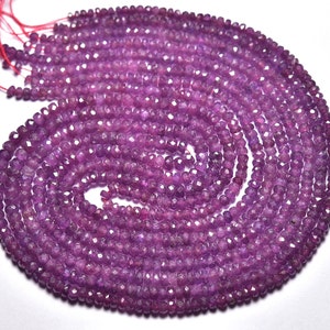 17 Inch Strand Natural Pink Sapphire Rondelle Beads 2.5mm to 4mm Faceted Gemstone Beads Jewelry Necklace Beads Sapphire Beads Strand No5421