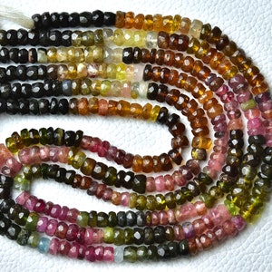 13 Inches Natural Tourmaline Rondelles Beads Faceted Rondelle Beads Natural Gemstone Beads Superb Tourmaline Beads Jewellery Roundel No4319