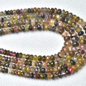 Natural Multi Tourmaline Rondelle Bead 4mm to 6.5mm Faceted Rondelle Gemstone Beads Bi Tourmaline Faceted Beads Jewelry 8 Inch Strand No5464