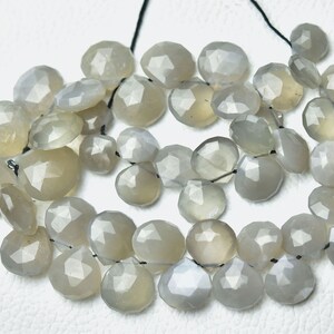 10 Inches Natural Moonstone Heart Beads 8.5x9mm to 14x14.5mm Heart Briolettes Faceted Gemstone Beads Gray Moonstone Briolette Beads No560