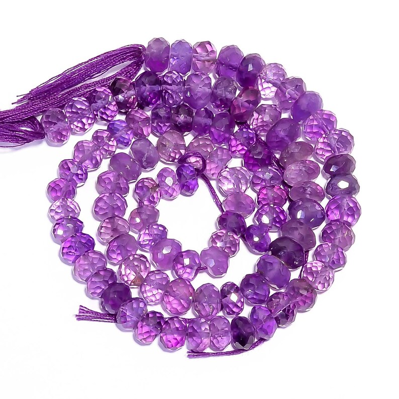 8 Inches Strand Natural Amethyst Rondelles 6mm to 8.5mm Faceted Rondelle Gemstone Beads Superb Amethyst Beads Semi Precious Rondelle No1633