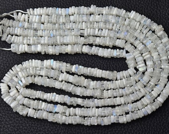 16 Inches Natural Rainbow Moonstone Plain Heishi Beads Square Heishi Beads Smooth Moonstone Beads Strand Gemstone Beads Necklace Bead No5683