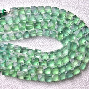 AAA Fluorite Cubes Beads 6.5mm to 8mm Faceted Cube Briolettes Gemstone Beads Natural Fluorite Box Beads Strand - 8 Inches Strand No6172