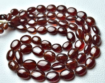 Natural Hessonite Oval Beads 8x10mm to 11x15mm Smooth Oval Beads Gemstone Beads Superb Hessonite Plain Beads Strand  8 Inches Strand No6164
