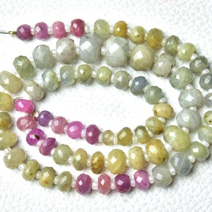 14.5 Inches Strand Natural Multi Sapphire Rondelle Superb Beads 4.5mm to 9mm Faceted Gemstone Beads Rare Sapphire Bead Precious Beads No1129