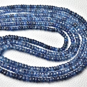 Natural Kyanite Rondelle Beads 3mm to 5.5mm Faceted Rondelle Gemstone Beads Superb Kyanite Beads Jewelry Making Beads 8.5 Inch Strand No6573