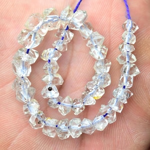 Herkimer Diamond Quartz Beads (0.80mm Hole) Natural Shape Herkimer Diamond Beads Superb Herkimer Polished Nugget Jewelry Making 10Pcs No4119