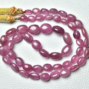 18 Inches Strand Natural Ruby Plain Beads 5x6mm to 9x11mm Smooth Oval Briolettes Gemstone Beads Glass Filled Ruby Necklace Beads No6439
