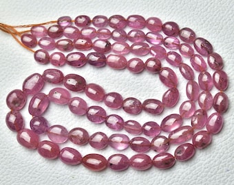 Natuurlijke robijnrode ovale kralen 5 x 6 mm tot 8 x 10 mm gladde ovale brioletten edelsteenkralen glasgevulde roze robijnkralen sieraden 13 inch streng No6626