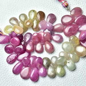 8.5 Inches Strand Natural Multi Ruby Beads 8x10mm to 11x15mm Smooth Pear Briolettes Gemstone Beads Superb Pink Ruby Precious Beads No3653