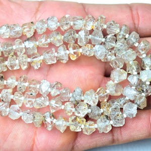 Herkimer Diamond Quartz Beads 8mm to 11mm Natural Shape Herkimer Diamond Beads Superb Herkimer Polished Rough Nugget 7 Inch strand No2738