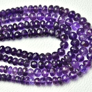 Natural Amethyst Rondelle Beads 5.5mm to 7mm Faceted Rondelle Gemstone Beads Superb Amethyst Beads Wholesale Beads 7 Inches Strand No5881