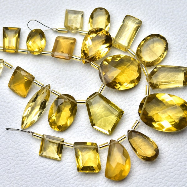 AAA Beer Quartz Fancy Cut Beads 9x11mm to 12x18mm Faceted Fancy Briolettes Gemstone Beads Beer Quartz Briolette Unique Beads - 10 Pcs No6269