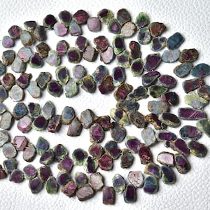 Natural Ruby Kyanite Slice Beads Natural Shape Slices 6mm to 11mm Polished Gemstone Slice Jewelry Ruby Kyanite Beads 9 Inch Strand No5165