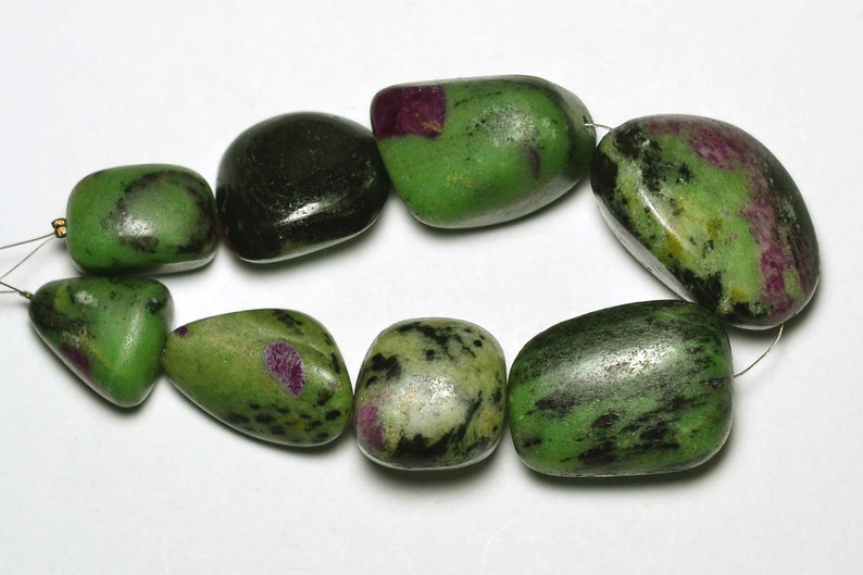 8 Inches Strand Natural Ruby Ziosite Nuggets 15mm to 35mm Smooth Gemstone Beads Rare Ruby Ziosite Beads No3270