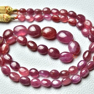 21 Inch Strand Natural Ruby Oval Beads 5x7mm to 10x14mm Smooth Oval Gemstone Bead Glass Filled Pink Ruby Necklace Beads Jewelry Beads No6437