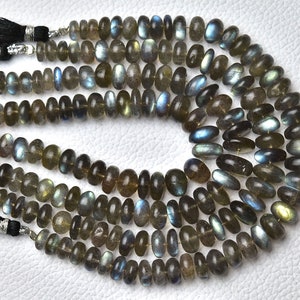 Natural Labradorite Rondelle Beads 6mm to 9mm Smooth Gemstone Rondelle Jewelry Beads Fire Labradorite Plain Beads 7 Inch Strand No6672