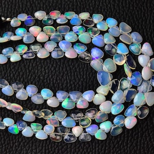 Natural Ethiopian Opal Heart Beads 5mm to 6.5mm Faceted Heart Briolettes Gemstone Beads Superb Opal Heart Beads Jewelry 7 Inch Strand No6601