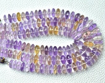 7 Inches Natural Ametrine Rondelles Beads 8.5mm Smooth Tyre Beads Gemstone Beads AAA Ametrine Stone Semi Precious Beads No3754