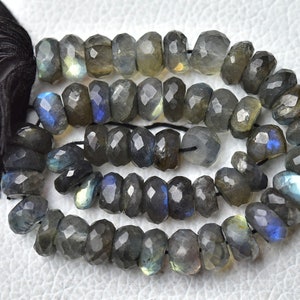 Natural Labradorite Rondelle 8mm to 8.5mm Faceted Rondelles Superb Fire Labradorite Stone Faceted Gemstone Beads - 9 Inches Strand No3763