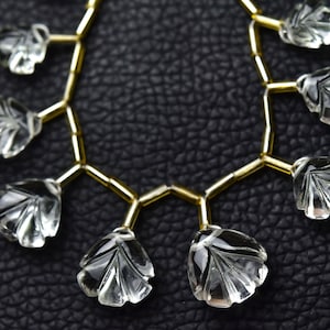 Natural Crystal Carved Beads 7mm to 13mm Carving Heart Briolettes Gemstone Carving Beads Handmade Carving Necklace Beads -10 Pcs No5152