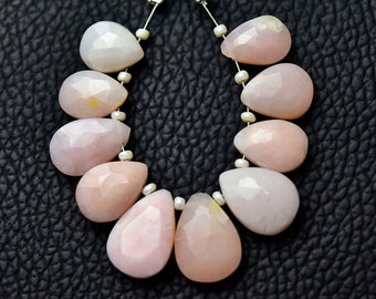 Natuurlijke Peruaanse roze opaalpeerkralen 8 x 10 mm tot 9 x 16 mm gefacetteerde peer brioletten edelsteenkralen AAA opaalkralen groothandel kralen - 10 stuks No6095