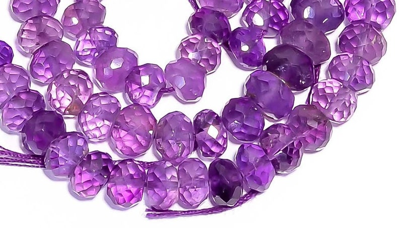 8 Inches Strand Natural Amethyst Rondelles 6mm to 8.5mm Faceted Rondelle Gemstone Beads Superb Amethyst Beads Semi Precious Rondelle No1633