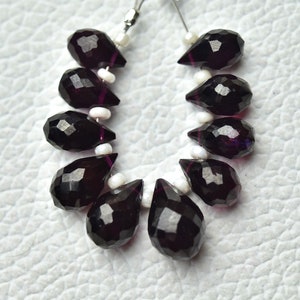 Natural Garnet Teardrop Beads 5x7mm to 6x10mm Faceted Tear Drop Briolettes Gemstone Beads Superb Garnet Beads Jewelry Making - 10 Pcs No6238