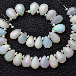 Natural Ethiopian Opal Pear Beads 6x8mm to 7x10mm Smooth Pear Briolettes Gemstone Beads Opal Beads Jewelry Earring Beads 10 Pcs No6259
