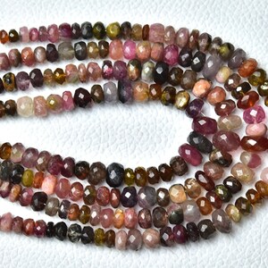 Natural Multi Tourmaline Rondelle Beads 4mm to 7mm Faceted Rondelle Gemstone Beads Watermelon Tourmaline Jewelry Beads 7.5 Inch Strand No788