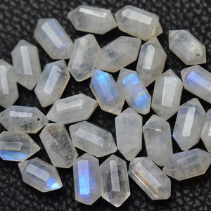 Natural Flashy Rainbow Moonstone Fancy Beads 6x12mm Faceted Fancy Briolette Gemstone Beads Moonstone Beads Earring Pair 6,8,10pcs No4740