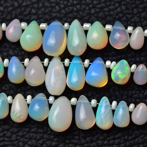 Natural AAA Ethiopian Opal Teardrops 4x6mm to 7x11mm Faceted Tear Drops Briolettes Gemstone Earring Beads Finest Opal Beads 10 Pcs No6308