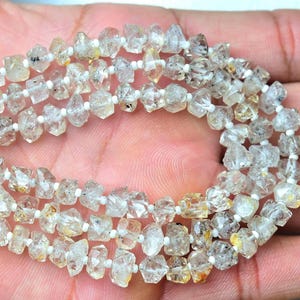 Herkimer Diamond Quartz Beads 8mm to 9mm Natural Shape Herkimer Diamond Beads Superb Herkimer Quartz Beads Rough Nugget 7 Inch strand No2736