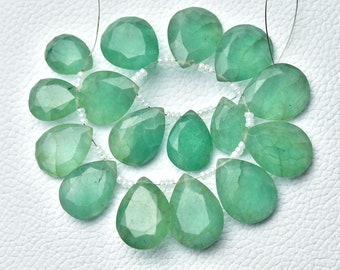 AA Green Quartz Briolettes 11x15mm to 14x20mm Faceted Pear Big Briolettes Gemstone Beads Superb Quartz Beads Stone 5.5 Inches Strand No3026