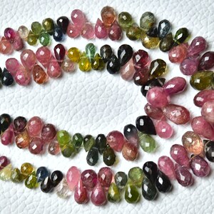 Natural Tourmaline Teardrop Bead 2.5x3.5mm to 5x10mm Faceted Tear Drop Briolette Gemstone Beads Superb Tourmaline Beads 7 Inch Strand No4265