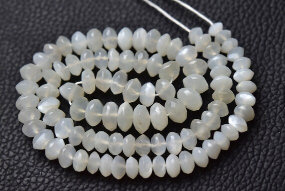 Collier En Pierre De Lune Facettée - Perles Rondes 2-3 Mm, Longueur 18 Pouces, Fait Main En Inde - Neuf Sans Emballage