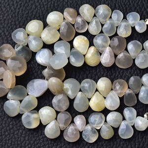 6 Inches Strand Natural Moonstone Briolettes 6x7mm to 9x10mm Faceted Pear Briolettes Gemstone Beads AAA Moonstone Beads Semi Precious No3553